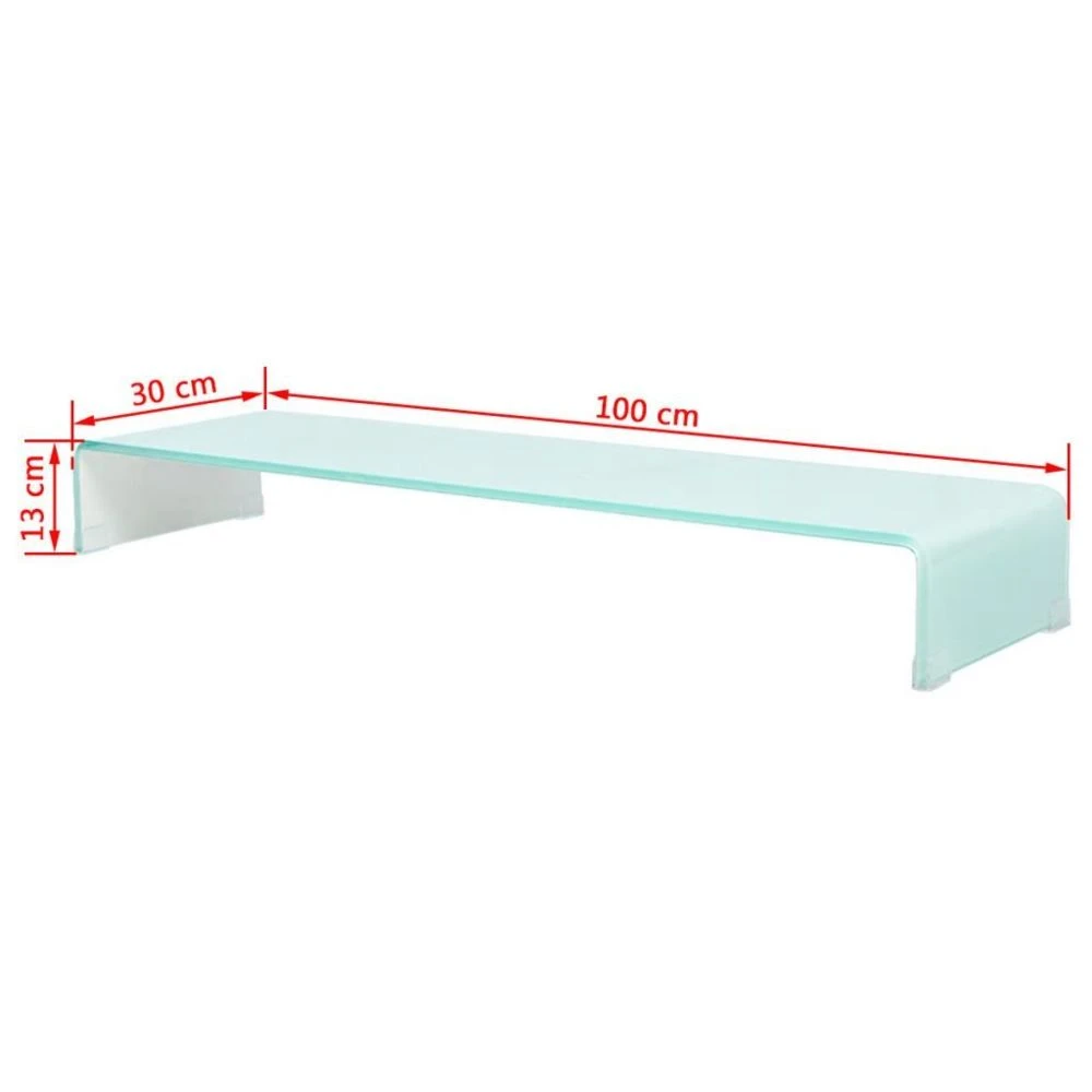 VidaXL Meuble TV/ Support Pour Moniteur 100 X 30 X 13 Cm Verre Blanc â Image 5