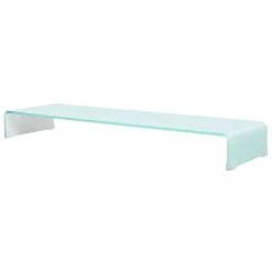 VidaXL Meuble TV/ Support Pour Moniteur 110 X 30 X 13 Cm Verre Blanc