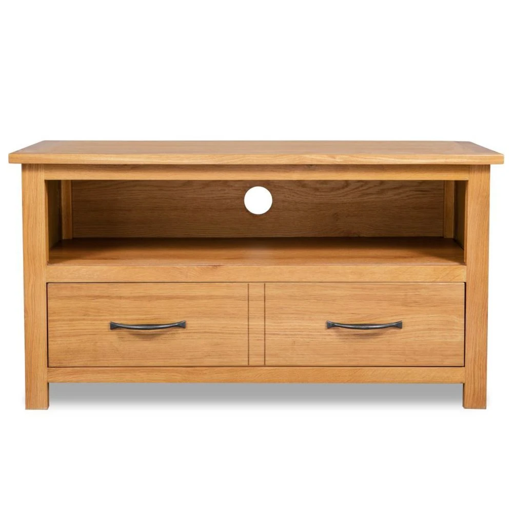 VidaXL Meuble TV 90x35x48 Cm Bois De Chêne Massif 3 VidaXL Meuble TV 90x35x48 Cm Bois De Chêne Massif – Image 3