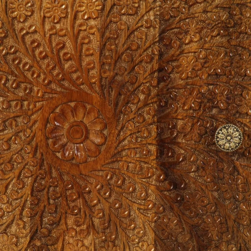 VidaXL Meuble TV Bois Massif Avec Portes SculptĂ©es 140 X 30 X 40 Cm â Image 2