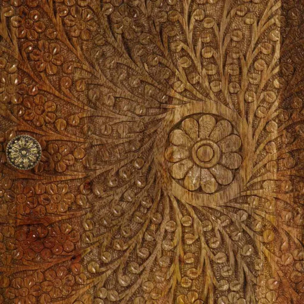 VidaXL Meuble TV Bois Massif Avec Portes SculptĂ©es 140 X 30 X 40 Cm â Image 4