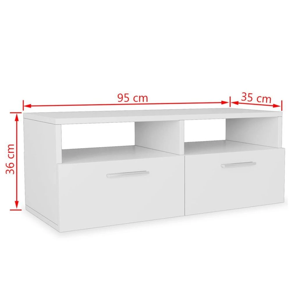 VidaXL Meuble TV Aggloméré 95 X 35 X 36 Cm Blanc 5 VidaXL Meuble TV Aggloméré 95 X 35 X 36 Cm Blanc – Image 5
