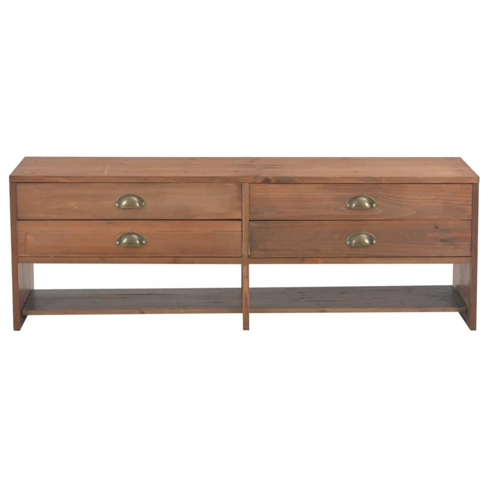 VidaXL Meuble TV Avec 4 Tiroirs 120 X 30 X 40 Cm Bois Massif De Sapin 2 VidaXL Meuble TV Avec 4 Tiroirs 120 X 30 X 40 Cm Bois Massif De Sapin – Image 2