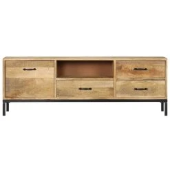 VidaXL Meuble TV 130 X 30 X 45 Cm Bois Massif De Manguier 8 VidaXL Meuble TV 130 X 30 X 45 Cm Bois Massif De Manguier -Wavemaster Shop 8718475740391 g en hd 3