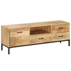 VidaXL Meuble TV 130 X 30 X 45 Cm Bois Massif De Manguier 9 VidaXL Meuble TV 130 X 30 X 45 Cm Bois Massif De Manguier -Wavemaster Shop 8718475740391 g en hd 4