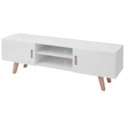VidaXL Meuble TV MDF 150x35x48,5 Cm Blanc Brillant