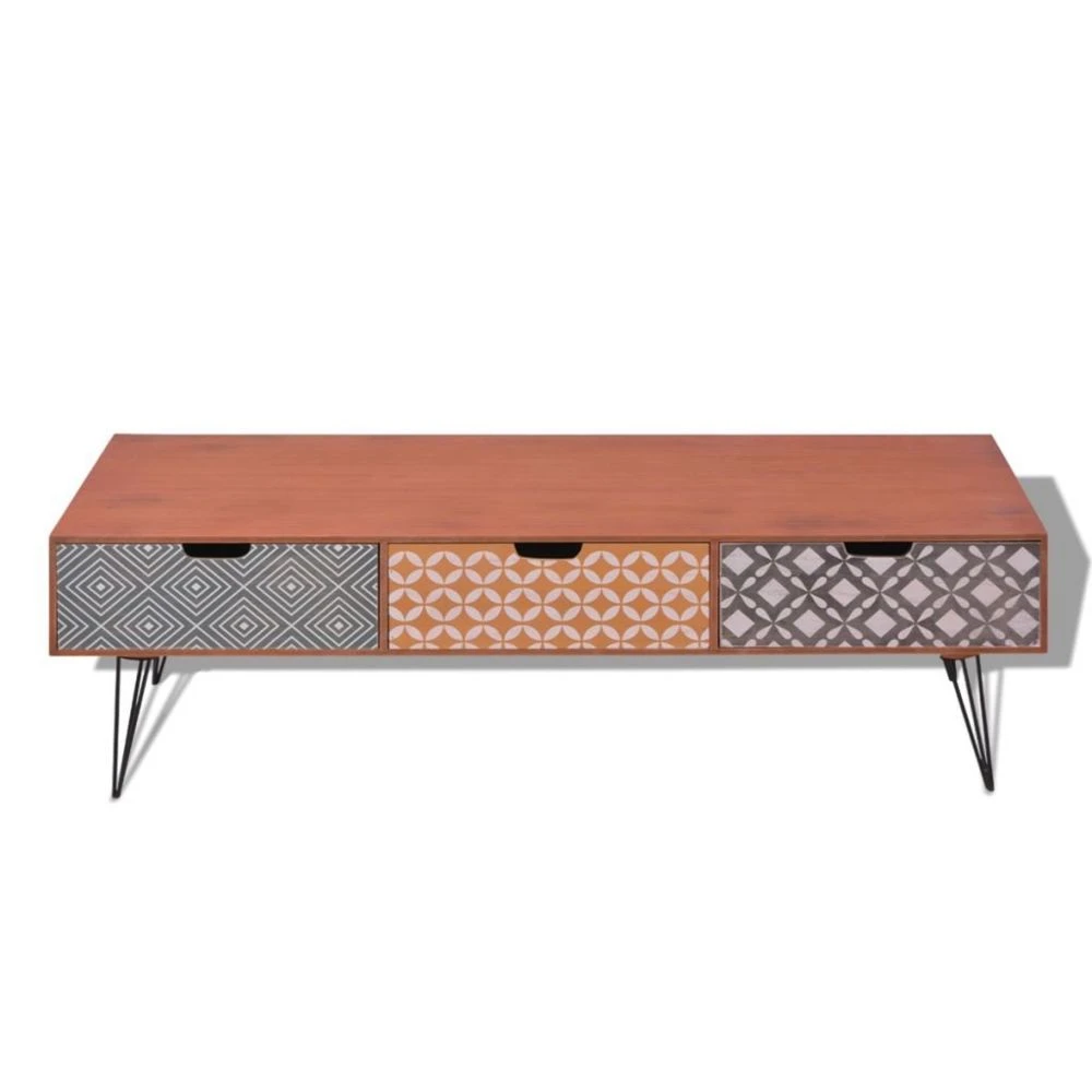 VidaXL Meuble TV Avec 3 Tiroirs 120 X 40 X 36 Cm Marron 3 VidaXL Meuble TV Avec 3 Tiroirs 120 X 40 X 36 Cm Marron – Image 3