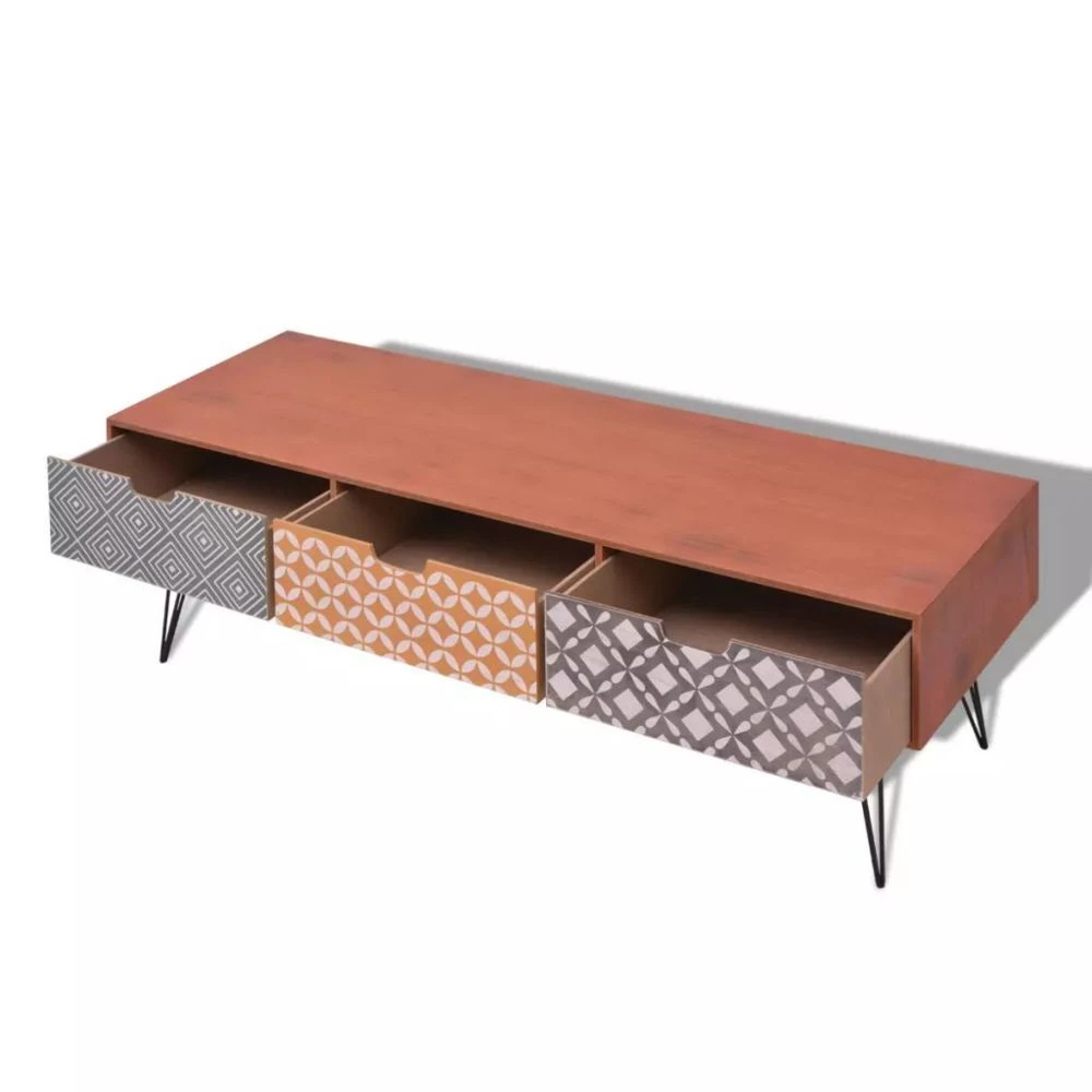 VidaXL Meuble TV Avec 3 Tiroirs 120 X 40 X 36 Cm Marron 4 VidaXL Meuble TV Avec 3 Tiroirs 120 X 40 X 36 Cm Marron – Image 4