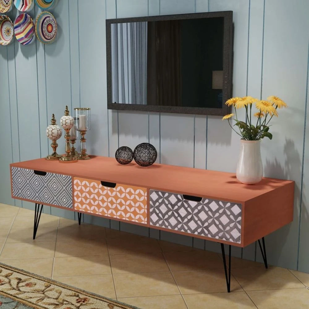VidaXL Meuble TV Avec 3 Tiroirs 120 X 40 X 36 Cm Marron 1 VidaXL Meuble TV Avec 3 Tiroirs 120 X 40 X 36 Cm Marron
