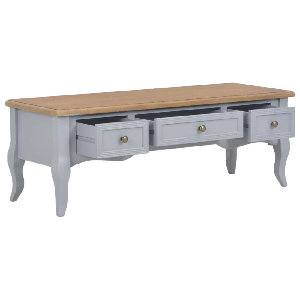 VidaXL Meuble TV Gris 100 X 35 X 35 Cm Bois 4 VidaXL Meuble TV Gris 100 X 35 X 35 Cm Bois – Image 4