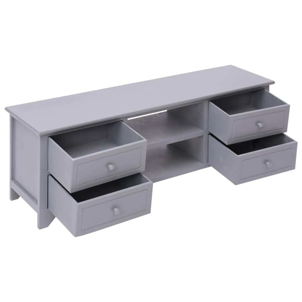 VidaXL Meuble TV Gris 115x30x40 Cm Bois De Paulownia 3 VidaXL Meuble TV Gris 115x30x40 Cm Bois De Paulownia – Image 3