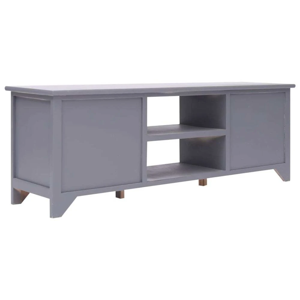 VidaXL Meuble TV Gris 115x30x40 Cm Bois De Paulownia 4 VidaXL Meuble TV Gris 115x30x40 Cm Bois De Paulownia – Image 4