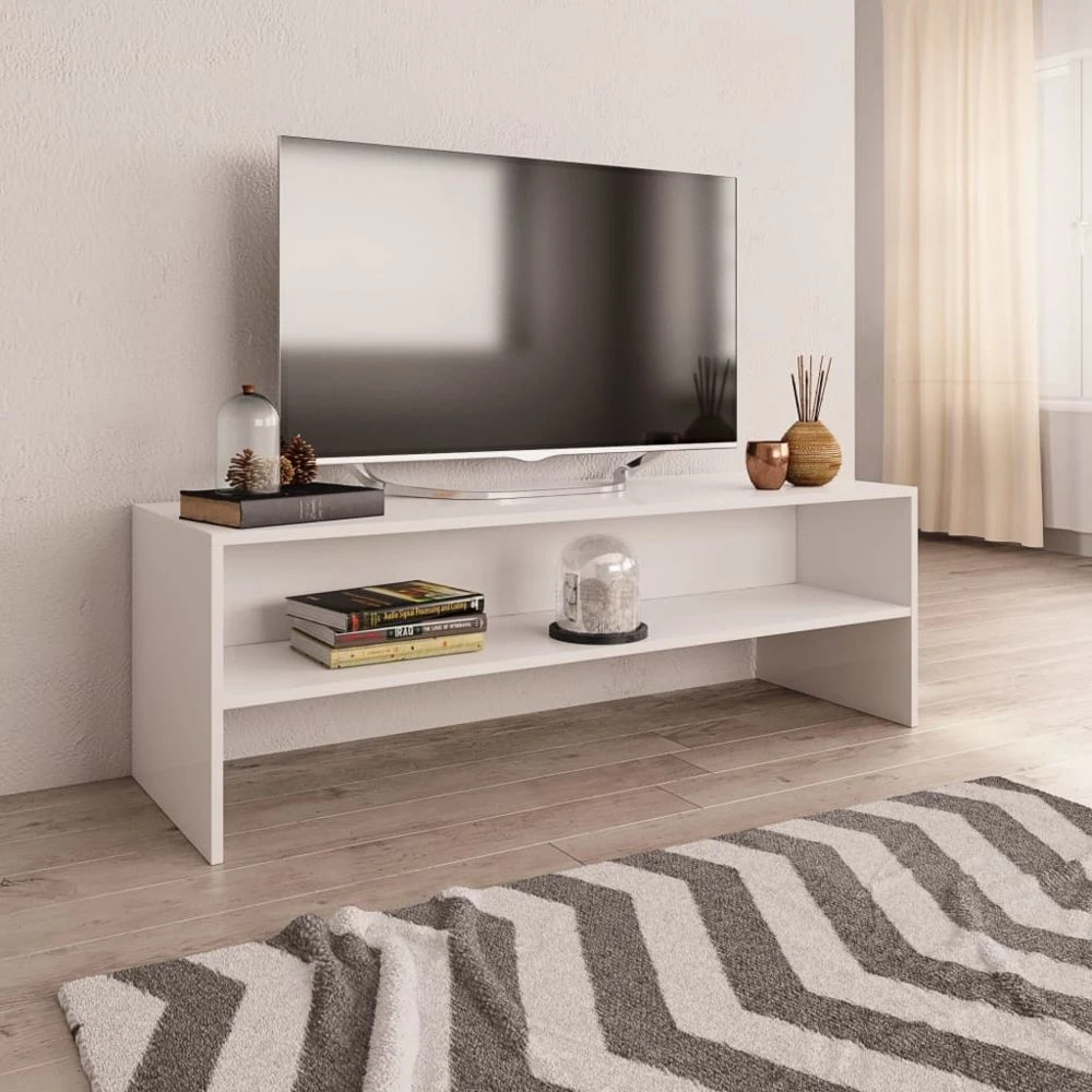 VidaXL Meuble TV Blanc 120 X 40 X 40 Cm Aggloméré 1 VidaXL Meuble TV Blanc 120 X 40 X 40 Cm Aggloméré