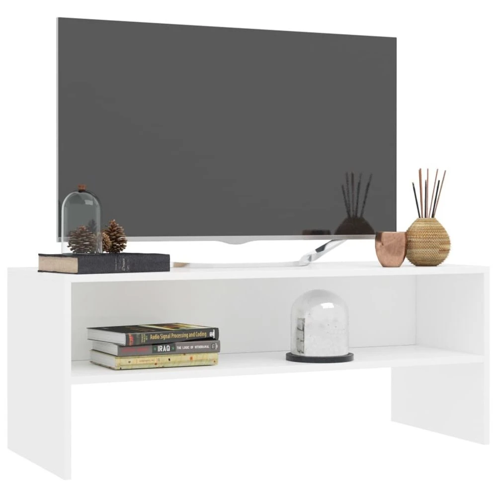 VidaXL Meuble TV Blanc 100 X 40 X 40 Cm Aggloméré 3 VidaXL Meuble TV Blanc 100 X 40 X 40 Cm Aggloméré – Image 3