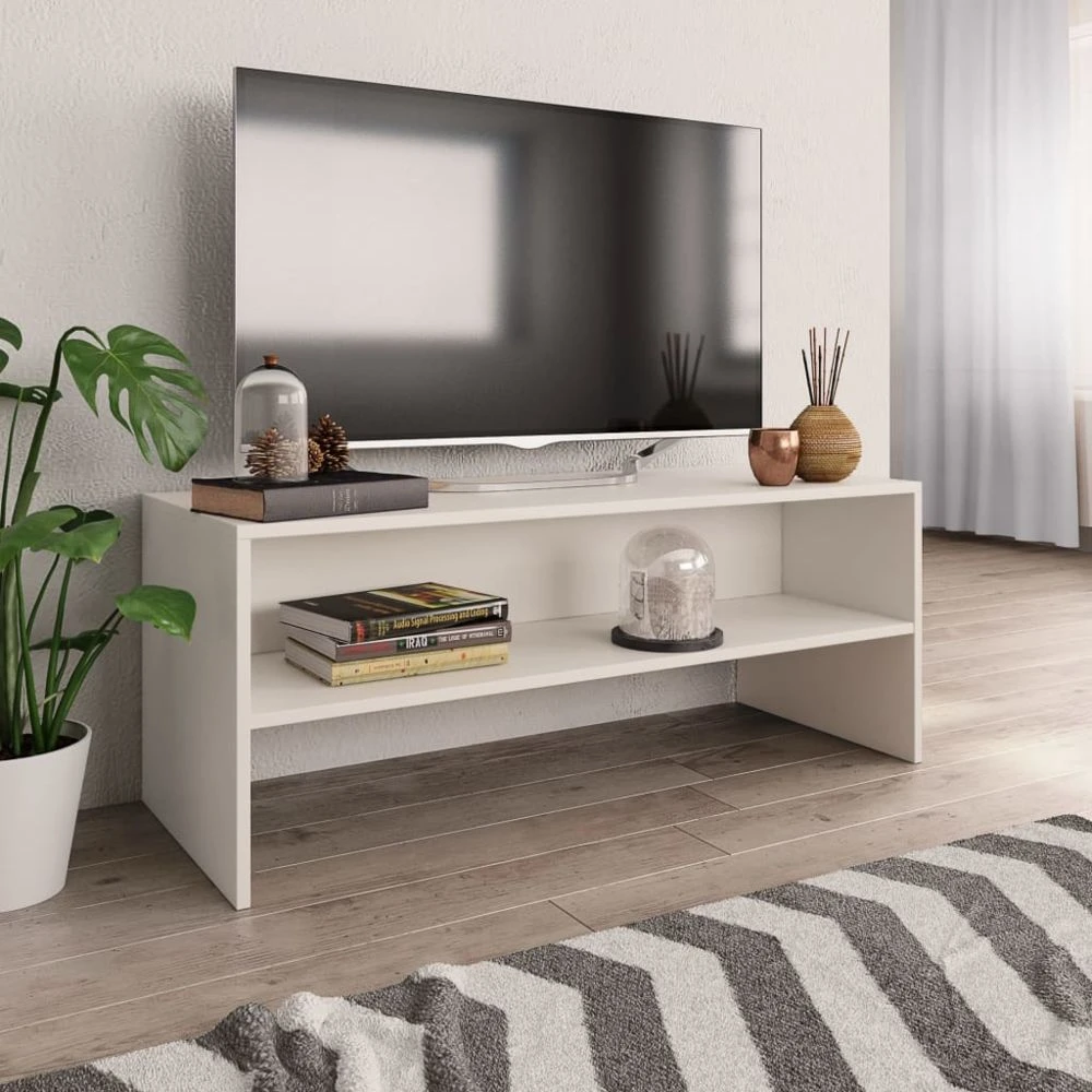 VidaXL Meuble TV Blanc 100 X 40 X 40 Cm Aggloméré 1 VidaXL Meuble TV Blanc 100 X 40 X 40 Cm Aggloméré