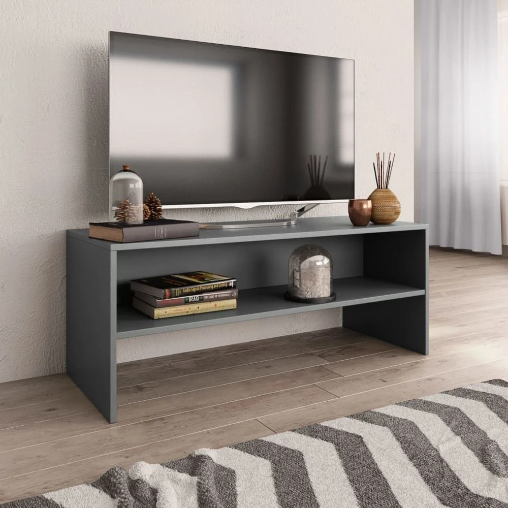 VidaXL Meuble TV Gris 100 X 40 X 40 Cm Aggloméré 1 VidaXL Meuble TV Gris 100 X 40 X 40 Cm Aggloméré
