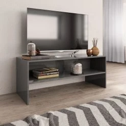 VidaXL Meuble TV Gris Brillant 100 X 40 X 40 Cm Aggloméré