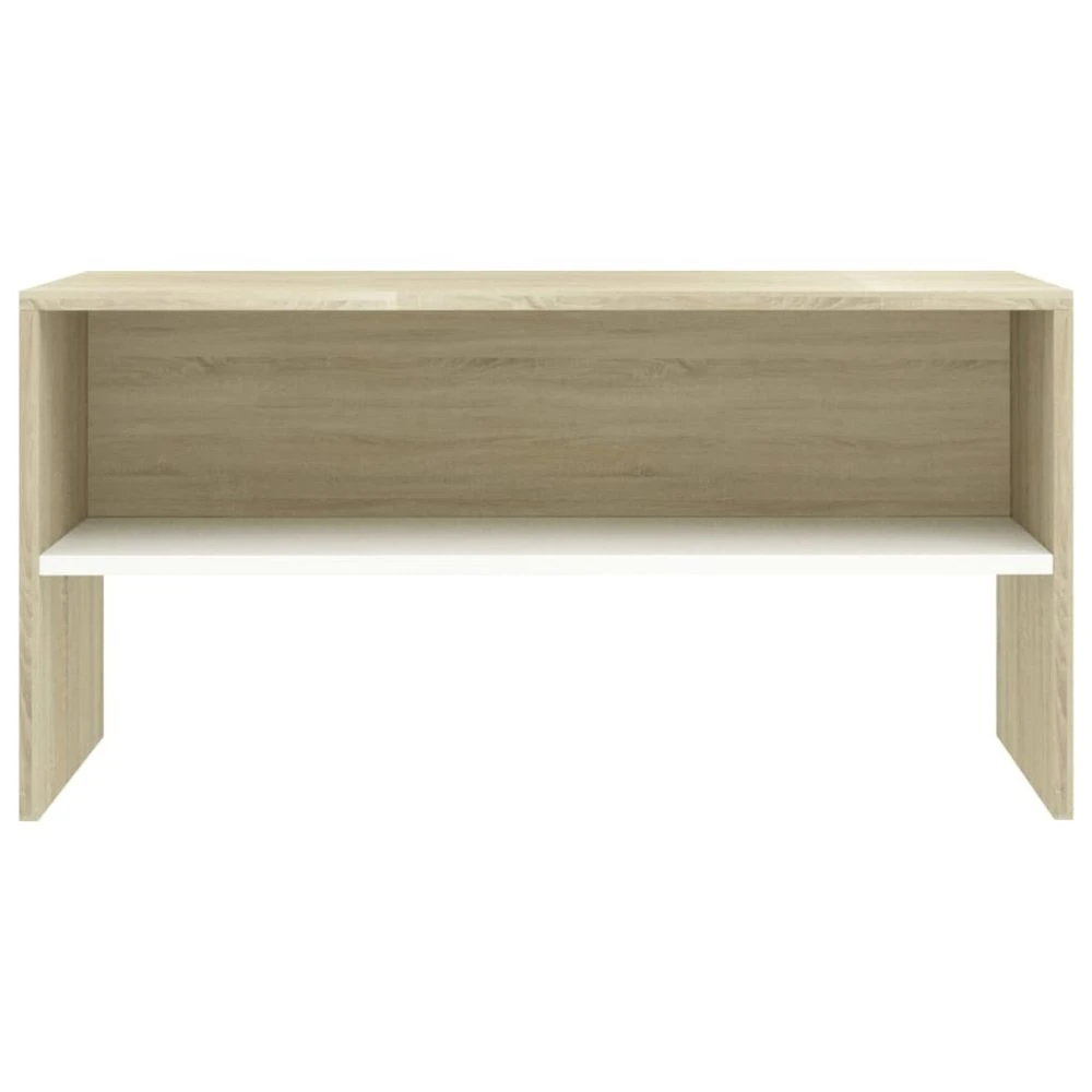 VidaXL Meuble TV Blanc Et Chêne Sonoma 80 X 40 X 40 Cm Aggloméré 4 VidaXL Meuble TV Blanc Et Chêne Sonoma 80 X 40 X 40 Cm Aggloméré – Image 4
