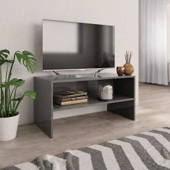VidaXL Meuble TV Gris Brillant 80 X 40 X 40 Cm Aggloméré