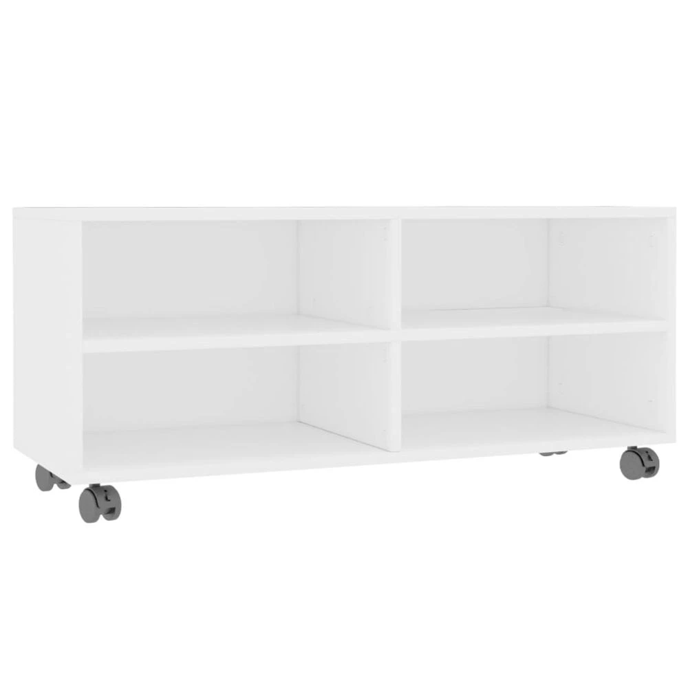 VidaXL Meuble TV Avec Roulettes Blanc 90 X 35 X 35 Cm Aggloméré – Image 2