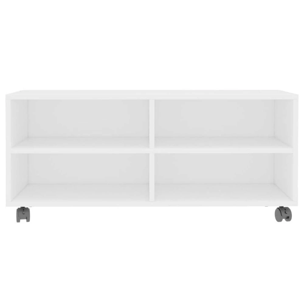 VidaXL Meuble TV Avec Roulettes Blanc 90 X 35 X 35 Cm Aggloméré – Image 4