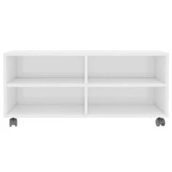 VidaXL Meuble TV Avec Roulettes Blanc Brillant 90x35x35 Cm Aggloméré -Wavemaster Shop 8719883673479 g en hd 2