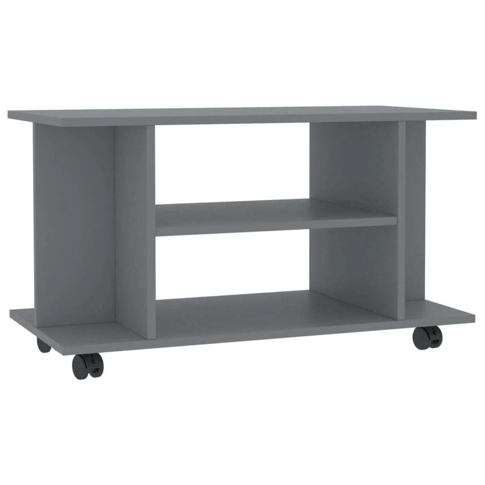 VidaXL Meuble TV Avec Roulettes Gris 80 X 40 X 40 Cm Aggloméré 2 VidaXL Meuble TV Avec Roulettes Gris 80 X 40 X 40 Cm Aggloméré – Image 2