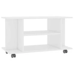 VidaXL Meuble TV Avec Roulettes Blanc Brillant 80x40x40 Cm Aggloméré -Wavemaster Shop 8719883673561 a en hd 1