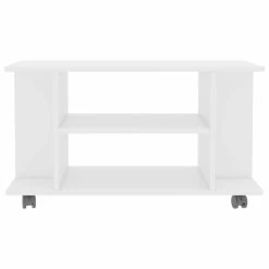 VidaXL Meuble TV Avec Roulettes Blanc Brillant 80x40x40 Cm Aggloméré -Wavemaster Shop 8719883673561 g en hd 2