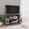 VidaXL Meuble TV Avec Roulettes Gris Brillant 80x40x40 Cm Aggloméré