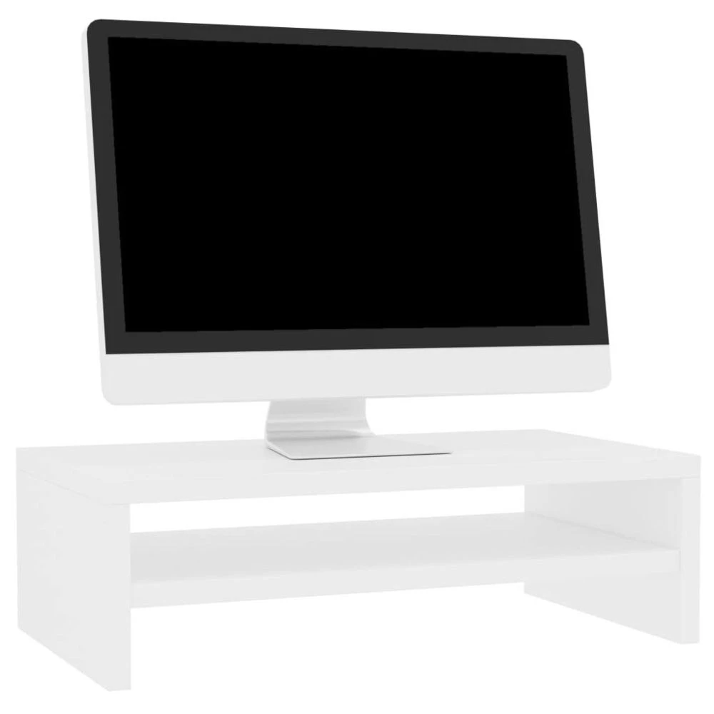 VidaXL Support De Moniteur Blanc 42 X 24 X 13 Cm Aggloméré 3 VidaXL Support De Moniteur Blanc 42 X 24 X 13 Cm Aggloméré – Image 3