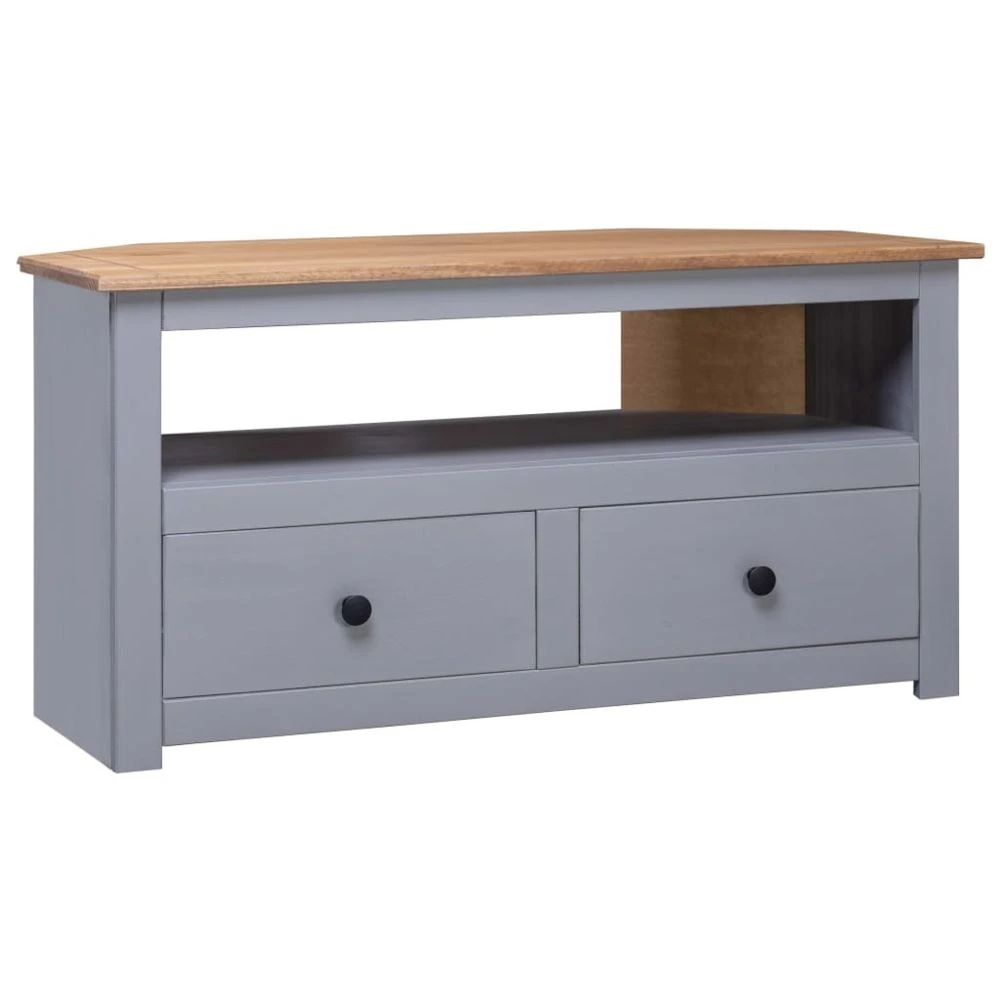 VidaXL Meuble TV D'angle Gris 93x55x49cm Pin Solide Assortiment Panama 1 VidaXL Meuble TV D'angle Gris 93x55x49cm Pin Solide Assortiment Panama