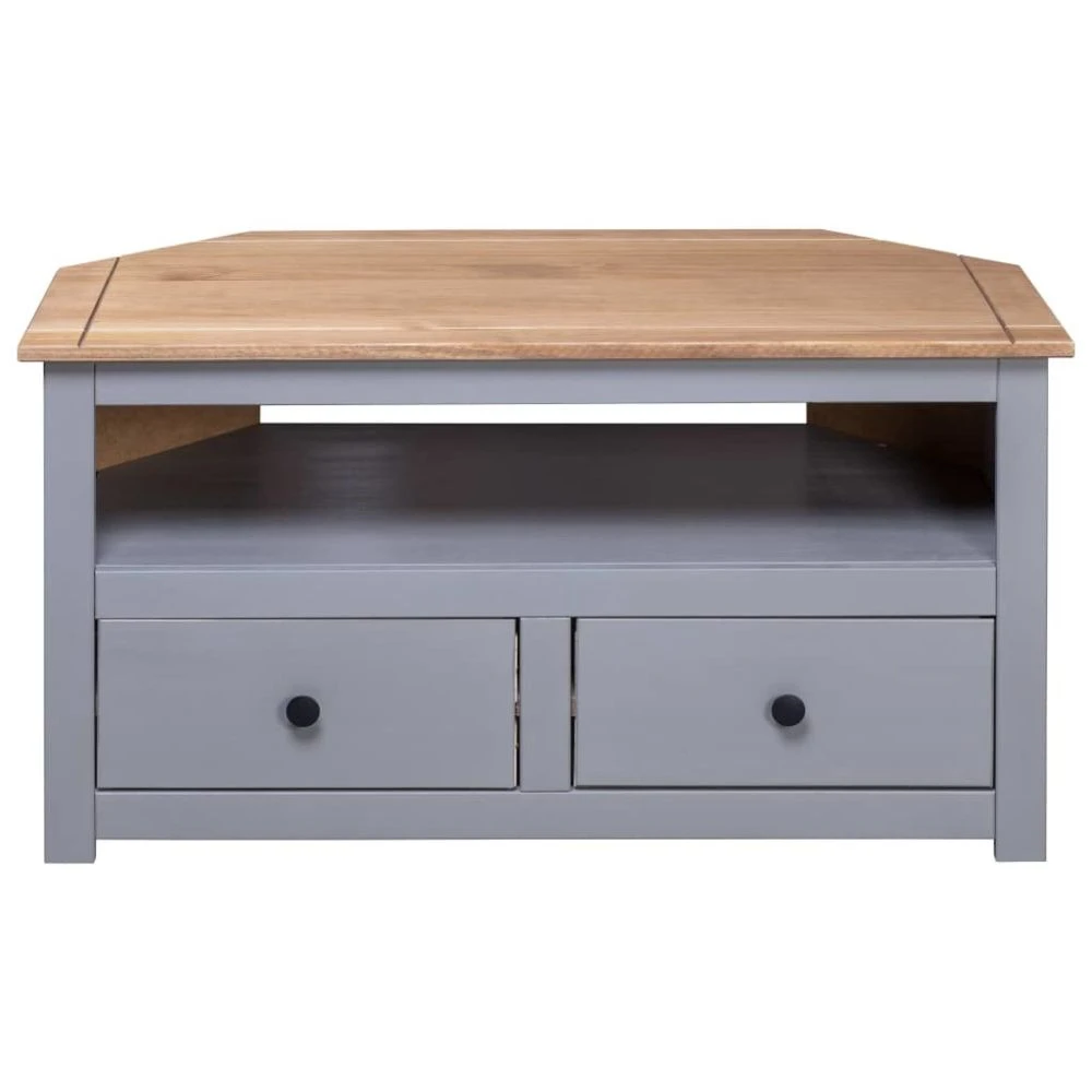 VidaXL Meuble TV D'angle Gris 93x55x49cm Pin Solide Assortiment Panama 5 VidaXL Meuble TV D'angle Gris 93x55x49cm Pin Solide Assortiment Panama – Image 5