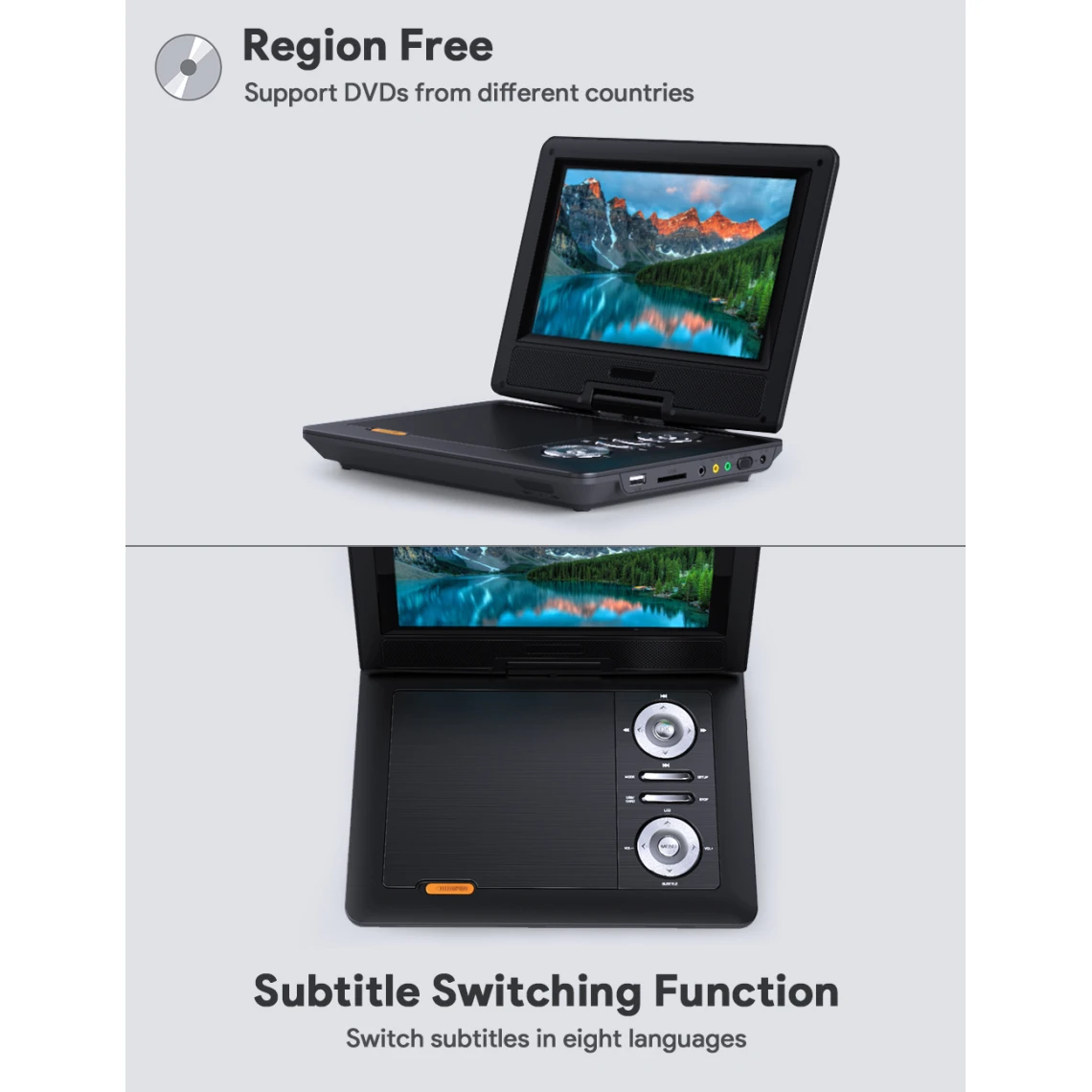 APEMAN Lecteur DVD 12'', Écran Pivotant HD 9,5'', Sac Appui-tête De ... 2 APEMAN Lecteur DVD 12'', Écran Pivotant HD 9,5'', Sac Appui-tête De ... – Image 2