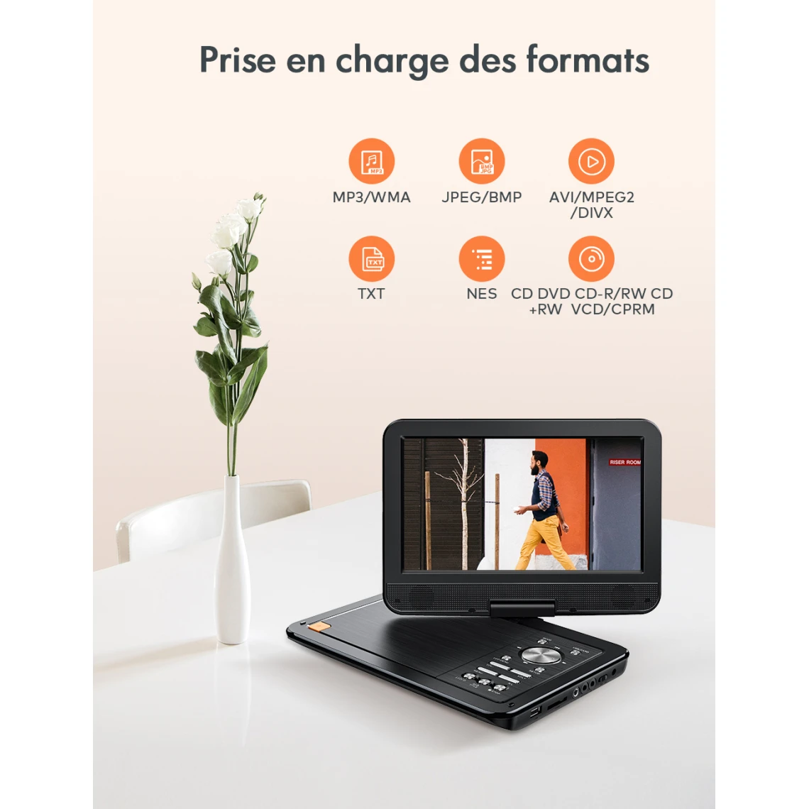 Apeman Lecteur Dvd Portable 12,5 '', Ă©cran Pivotant Hd 10,5 '', Batte... â Image 3