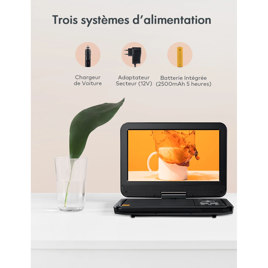 Apeman Lecteur Dvd Portable 12,5 '', Ă©cran Pivotant Hd 10,5 '', Batte... â Image 5