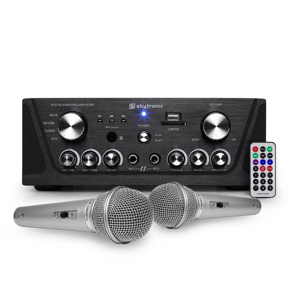 Flash Amplificateur Skytronic Karaoké Noir USB/SD/FM 160W + 2 Microphones F... 1 Flash Amplificateur Skytronic Karaoké Noir USB/SD/FM 160W + 2 Microphones F...