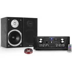 Flash Amplificateur Skytronic Karaoké Noir USB/SD/FM 160W + Paire D'enceint...