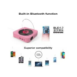 Wewoo Lecteur DVD Portable Bluetooth 4.2 + EDR à Montage Mural Avec Téléc... 7 Wewoo Lecteur DVD Portable Bluetooth 4.2 + EDR à Montage Mural Avec Téléc... -Wavemaster Shop kc 606 lecteur dvd bluetooth 42 edr a montage mural avec telecommande support fm rose 2