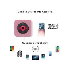 Wewoo Lecteur DVD Portable CD Bluetooth 4.2 + EDR à Montage Mural Avec Tél... -Wavemaster Shop kc 808 lecteur cd bluetooth 42 edr a montage mural avec telecommande support fm rose 3