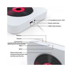 Wewoo Lecteur DVD Portable CD Bluetooth 4.2 + EDR à Montage Mural Avec Tél... 9 Wewoo Lecteur DVD Portable CD Bluetooth 4.2 + EDR à Montage Mural Avec Tél... -Wavemaster Shop kc 808 lecteur cd bluetooth 42 edr a montage mural avec telecommande support fm rose 7