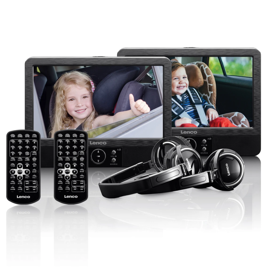Lenco Lecteur DVD Portable 2 x 9" Avec USB/carte SD/pile Intégrée, Deux ... 1 Lenco Lecteur DVD Portable 2 x 9" Avec USB/carte SD/pile Intégrée, Deux ...