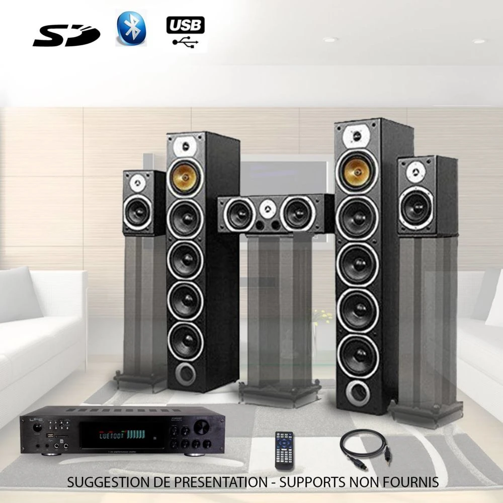 Beng Ensemble Home-cinéma Hifi 1240W + Ampli 360W V9B-BK+ATM8000BT + CABLE